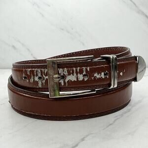 Brown Distressed Genuine Leather Belt Size 38 Mens